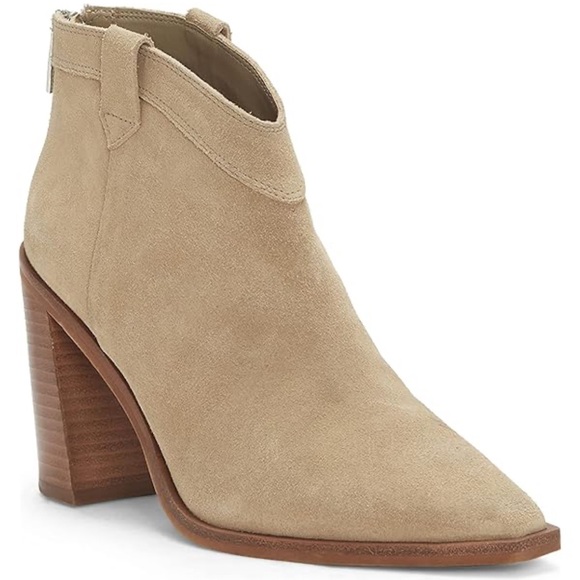 NEW Vince Camuto Alma Beige Suede Ankle Boots - Picture 1 of 9